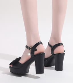 Hoge Hakken Sandalen - Zomer Schoenen - Feestelijke Gelegenheden - Platform Blokhak - 10cm Hak 3cm Plateau — thumbnail 5