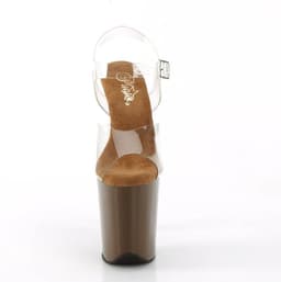 Pleaser - FLAMINGO-808 Sandaal met enkelband, Paaldans schoenen - US 5 - 35 Shoes - Transparant/Bruin — thumbnail 3