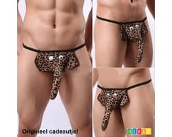 *** Olifanten String met Slurf - Mannenstring - Herenstring - One size - Grappige string Stripper Vrijgezellen - Olifantenstring - Reetveter - Leopard - van Heble®