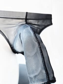 BamBella® Slip open kruis kant voor mannen - L/XL - doorzichtig Erotische Sexy Lingerie Heren - Zwart mannen ondergoed slip — thumbnail 3