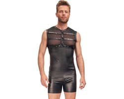 Mesh Fetish Wetlook Top met Harnas
