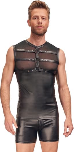 Mesh Fetish Wetlook Top met Harnas — thumbnail 1