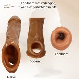 Erodit® Realistische penis condoom sleeve met cockring, sleeve verlenging condoom, vertraging van ejaculatie, harde erectie, verbetering van het uithoudingsvermogen, seksspeeltje voor mannen, Erotiek voor Mannen, Koppels — thumbnail 4