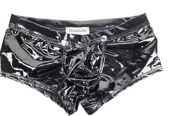 BamBella ® - Boxer short Maat XL Datex Zwart (Latex en stof SM kleding BDSM kruisloos erotische heren kleding — thumbnail 3
