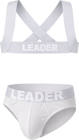 LEADER Essentials Multipack 1x Brief + 1x Harness Grey - MAAT L - Erotisch Heren Ondergoed - Slip voor Man - Sexy mannen Slip — thumbnail 1