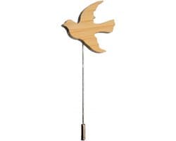 Duif broche dasspeld vogel zwaluw vredestof hout - handgemaakte modesieraden I reversspeld button pins, 32mm, hout, metaal