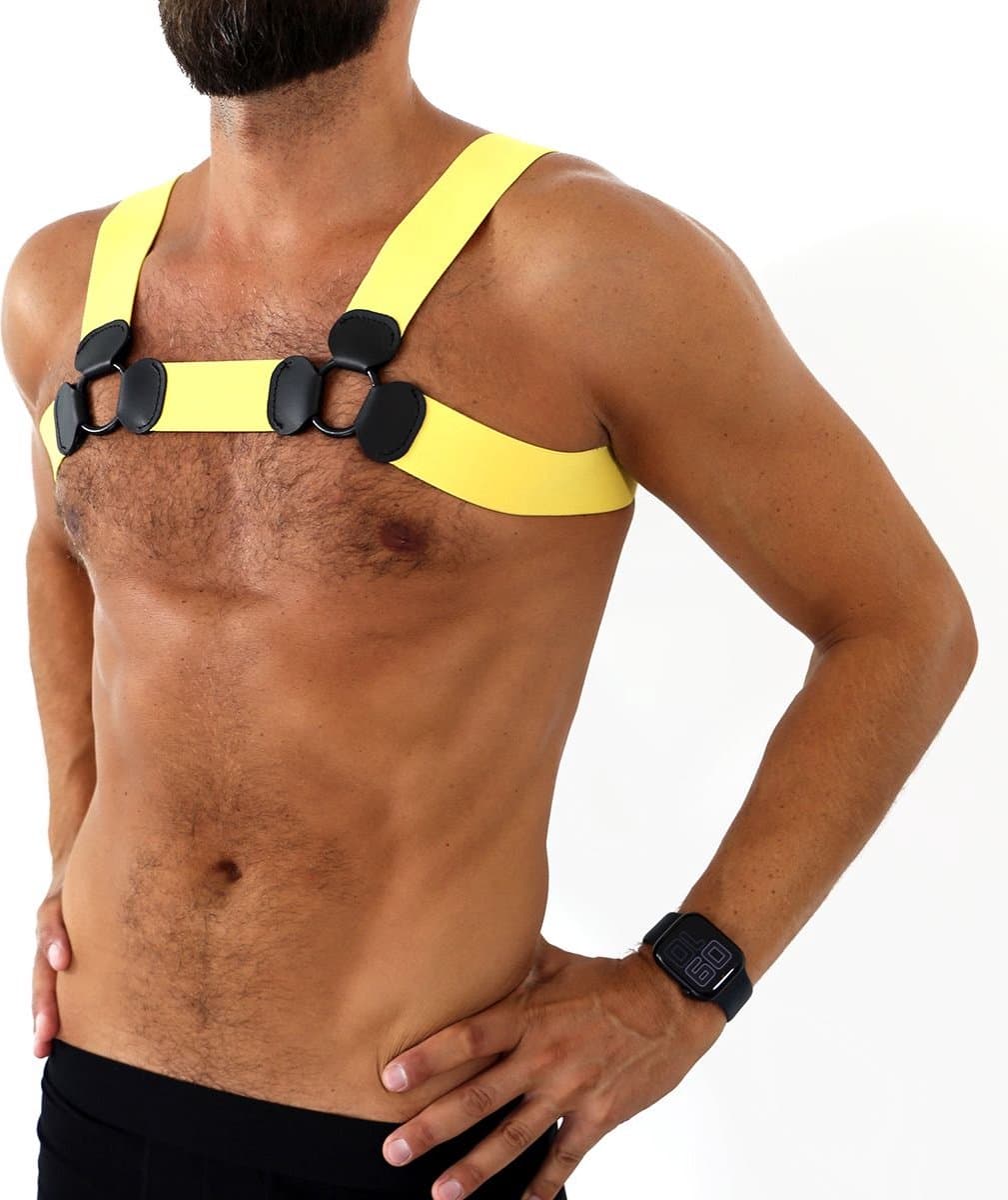 Kiotos - Elastisch Borstharnas - Tuigje - Riemenbody - Geel - Maat S/M — afbeelding 1