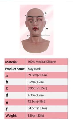 Siliconen Masker-Vrouwenmasker- Masker- Gezichtsmasker-Cosplay-Transgender-Travestie- Gezicht-Crossdresser — thumbnail 5