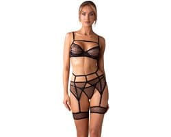Obsessive - Nuites 3 Pcs Set Lingerie set - L/XL - Zwart