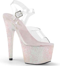 Pleaser - ADORE-708HMG Sandaal met enkelband, Paaldans schoenen - Paaldans schoenen - 36 Shoes - Roze/Transparant — thumbnail 1