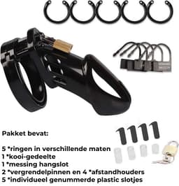Intenz® Kuisheidskooi - Zwart - Chastity Cage - Groot - Peniskooi - Sex Toys voor Koppels - Inclusief Slotje — thumbnail 2