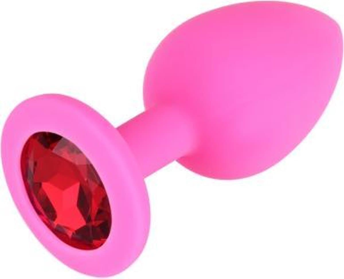 Siliconen Butt Plug Met Rode Diamant Medium | Siliconen Butt Plug Voor Hem Of Haar | Anus plug Met Rode Diamant — afbeelding 1