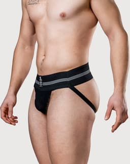 MM Sports The Original No. 10 Swimmer/Jogger Jockstrap 3 inch Black - MAAT XL - Heren Ondergoed - Jockstrap voor Man - Mannen Jock — thumbnail 4