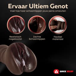 Quick Relief Kira™ - Masturbator - Pocket Pussy - 2 in 1 Vagina en Anus - Sex Toys voor Mannen - Realistisch - Zwart — thumbnail 5