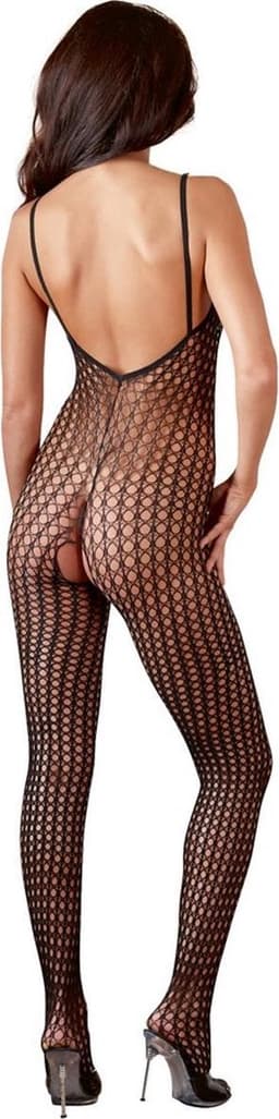 Mandy Mystery Lingerie -  Catsuit met mesh ontwerp en open kruis - Maat XL/2XL - Zwart — thumbnail 4