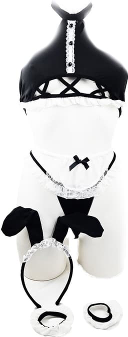 BamBella ® Sexy Cosplay Rollenspel kleding - Onesize - outfit dames Sex bunny dieren pak Zwart Wit set — thumbnail 1