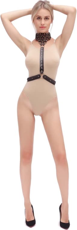 Fixxx - Harnasje met collar - PU-Leder - Verstelbaar - One Size - Zwart — thumbnail 1