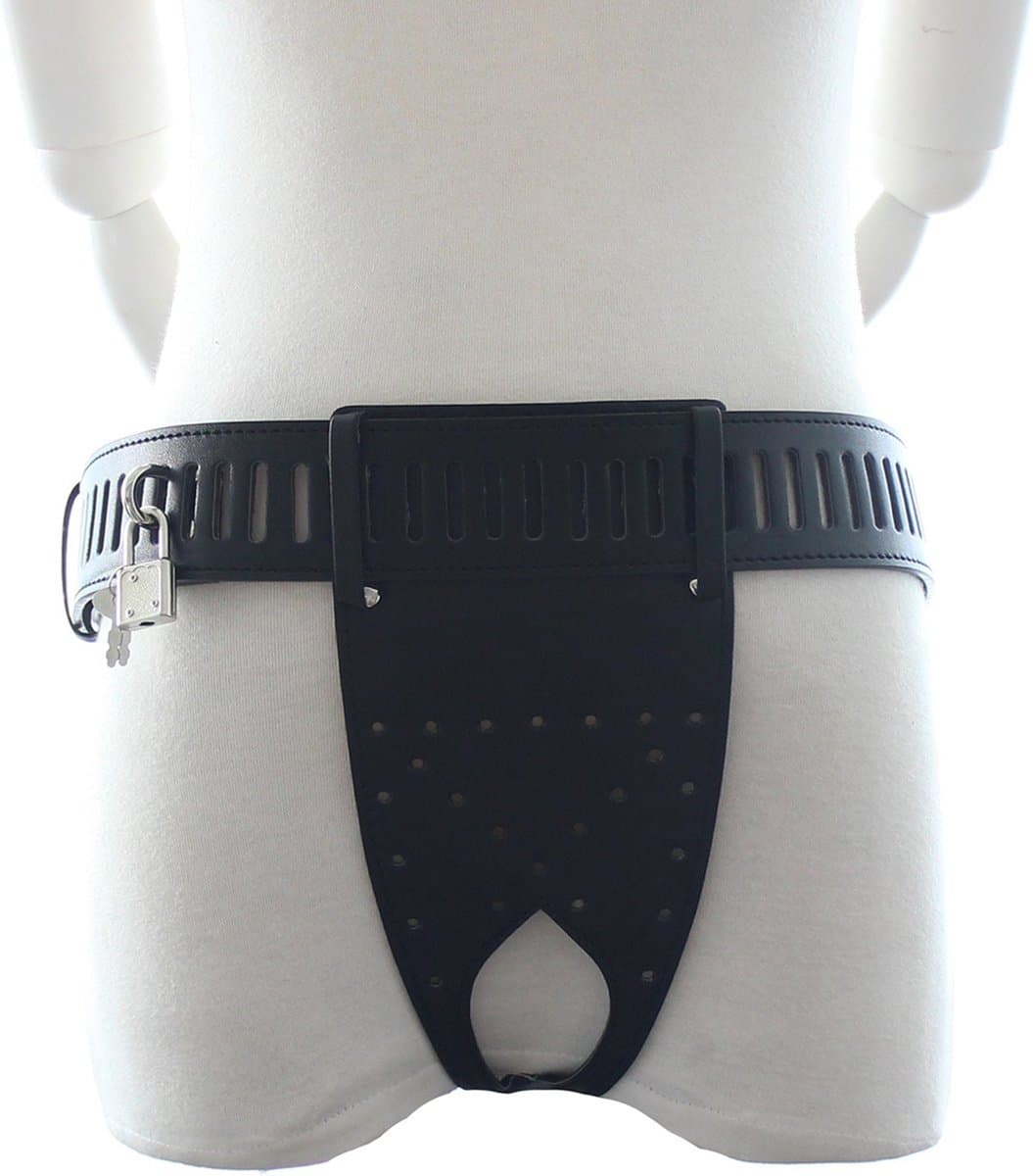 Fixxx - Kuisheidsgordel Heren - Opening Achterzijde - PU Leer - One Size - Zwart — afbeelding 1