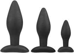 EasyToys - Siliconen Buttplugsetje - 3 Buttplugs - Buttplug - Buttplug Set - Anal Plug - Sex Toys voor Vrouwen en Mannen - Seksspeeltjes - Butt Plug - Zwart — thumbnail 2