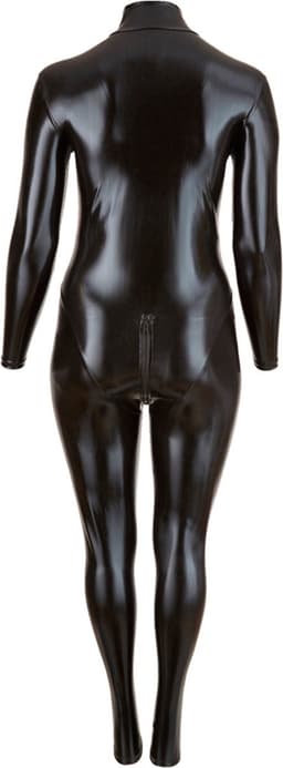 Cottelli Plus Size – Sexy Catsuit met Lange Rits voor Onweerstaanbare Uitstraling en Strakke Rondingen – Maat 4XL - Zwart — thumbnail 4