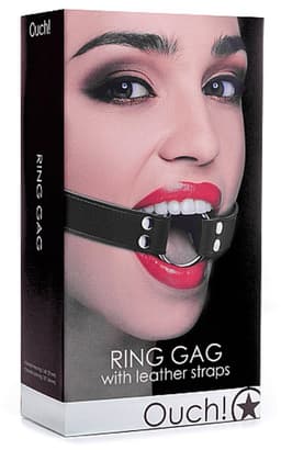 Ouch! – Ring Gag Mond Knevel met Open Ring voor Speeltjes of Vlees – Zwart — thumbnail 3
