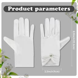 Dailygoods- Bruidshandschoenen Satijn - Korte Parelhandschoenen - Elegante Handschoenen - Wit/Roze/Champagne - 22,5 cm - 1 Paar - Feesthandschoenen — thumbnail 4