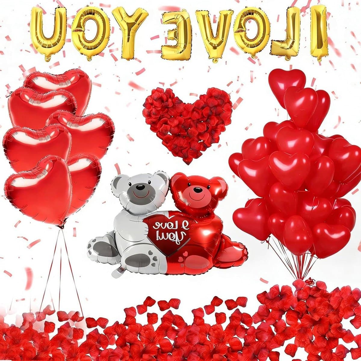Romantische Decoratie Set - Huwelijksaanzoek Valentijn - Speciaal Moment Creëren - Compleet Pakket - 1000 Rozenblaadjes - Rood Goud — afbeelding 1