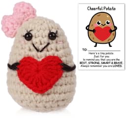 Dailygoods- Aardappelpop 7,5cm - Grappige Aardappel - Positieve Bevestigingskaart - Creatief Cadeauspeelgoed - Feestdecoratie - Premium Wolgaren - Knuffelpop — thumbnail 1