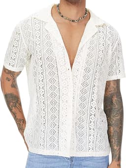 Heren Tanktop - Kanten Shirt - Nachtclub Feest - Visnet Stijl — thumbnail 5