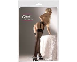 Cottelli Collection – Visnet Kousen met Strik Sluiting op Rand Ongekend Sexy – Maat L/XL - Zwart