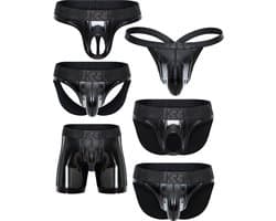 SUKREW Wet Look FETISH Collection - The Ultimate Multipack - MAAT M - Erotisch Heren Ondergoed - String voor Man - Sexy mannen String