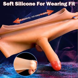 Strap-On Dildo Slip van Siliconen – Draagbare Strapless Dildo 7 Inch – Realistisch & Flexibel – Comfortabel Ondergoed – Voor Koppels & Pegging – Huidskleur — thumbnail 3