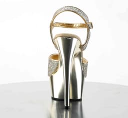 EU 41,5 = US 11 | DELIGHT-609G | 6 Heel, 1 3/4 Gold Chrome PF Ankle Strap Sandal — thumbnail 4