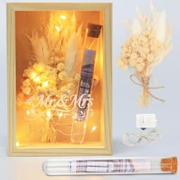 Premium geschenkdoos voor bruidspaar met natuurlijke materialen en led-lichtjes — thumbnail 1