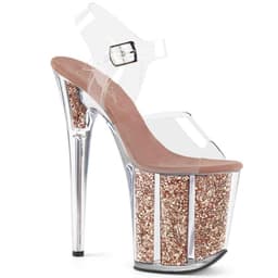 Pleaser - FLAMINGO-808G Sandaal met enkelband, Paaldans schoenen - Paaldans schoenen - 38 Shoes - Roze/Transparant — thumbnail 1