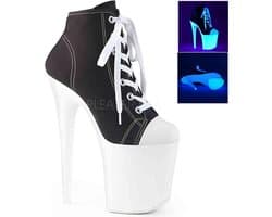Pleaser - FLAMINGO-800SK-02 Plateau Laarzen, Paaldans schoenen - Paaldans schoenen - 36 Shoes - Zwart