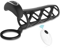 Scrotum en penis sleeve vibrator - Remote - One size - 10 standen - Kuisheidskooi