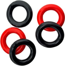 Hünkyjunk - Jacker - 5-Stack Stapelbare Cockringen - Zwart/Rood — thumbnail 3