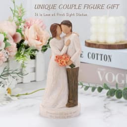 Handgeschilderd Beeld - Koppel Beeldje - Romantisch Cadeau - Met Groetkaart - 17 cm Hoog - Wit — thumbnail 2