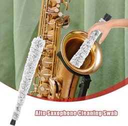 Saxofoon Reiniger - Blaasinstrument Onderhoud - Instrument Schoonmaken - Zachte Katoenen Touw - 40 x 7 cm - Grijs — thumbnail 5
