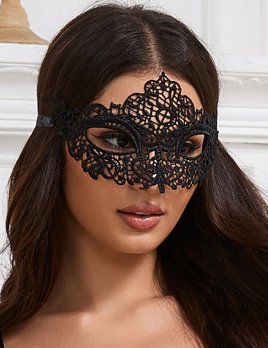 Zeloria Venetiaans Oogmasker Dames – Kanten Masker – Bal Masqué Masker – Carnavalsmasker – Verkleedmasker – Zwart – Set van 2 — afbeelding 1