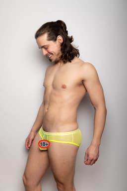 SUKREW Sheer Low-rise Brief Acid Yellow - MAAT M - Erotisch Heren Ondergoed - Slip voor Man - Sexy mannen Slip — thumbnail 2