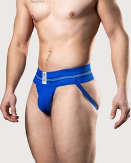 MM Sports The Original No. 10 Swimmer/Jogger Jockstrap 3 inch Blue - MAAT S - Heren Ondergoed - Jockstrap voor Man - Mannen Jock — thumbnail 4
