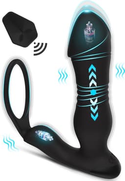 IntiMate® P SpotPleaser - Prostaat Stimulator voor Mannen - Luxe Anale Vibrator met Dubbele Penisringen - 3 in 1 Geavanceerde Buttplug - Vibrerende Dildo met Cockring - Prostaat Massager Sex Toys voor Mannen - Stotende Buttplug — thumbnail 2