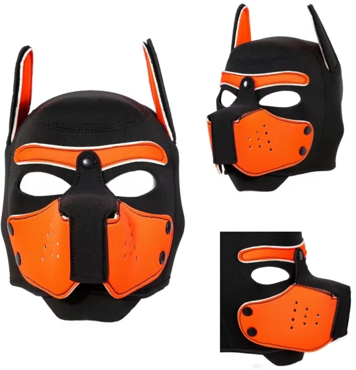 Honden Masker - Zwart & Oranje - Puppy Play - BDSM Roleplay & Cosplay - Unisex - Sex Speeltjes Toys - Erotiek - Bondage Masker - OneSize — afbeelding 1