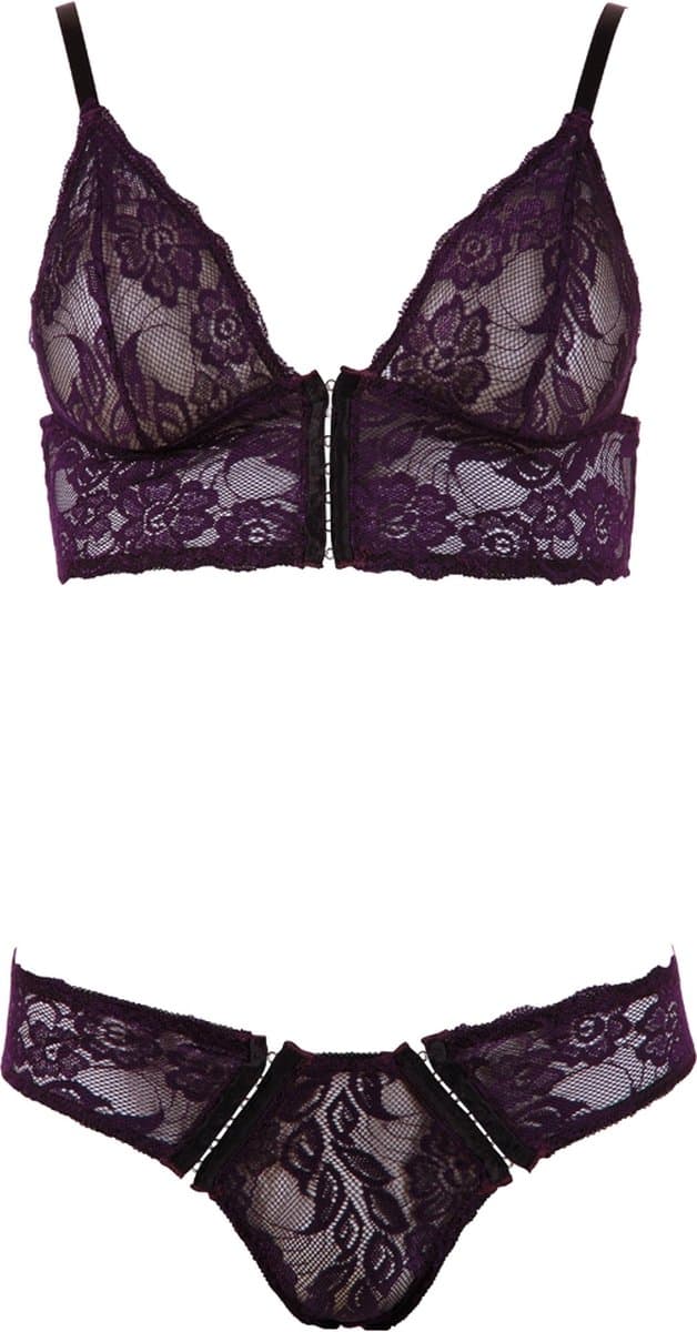 Cottelli Collection – Spannende Wetlook Kanten Afwerking String Body voor de Perfecte Date met Happy End – Maat M – Zwart — afbeelding 1