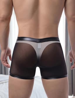 Sexy Kunstleren Boxershorts voor Heren - Wetlook en Transparante Slip met Open Kruis — thumbnail 5