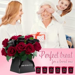 Luxe geschenkdoos met imitatierozen en rozengeurkaarsen, elegante bloemenset in houten doos, ideale geurkaarsen voor huis, romantische thuisdecoratie voor elke gelegenheid — thumbnail 2