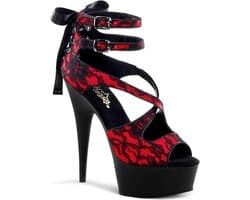 Pleaser - DELIGHT-678LC Hoge hakken - US 7 - 37 Shoes - Rood/Zwart
