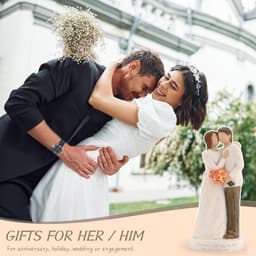 Handgeschilderd Beeld - Koppel Beeldje - Romantisch Cadeau - Met Groetkaart - 17 cm Hoog - Wit — thumbnail 5